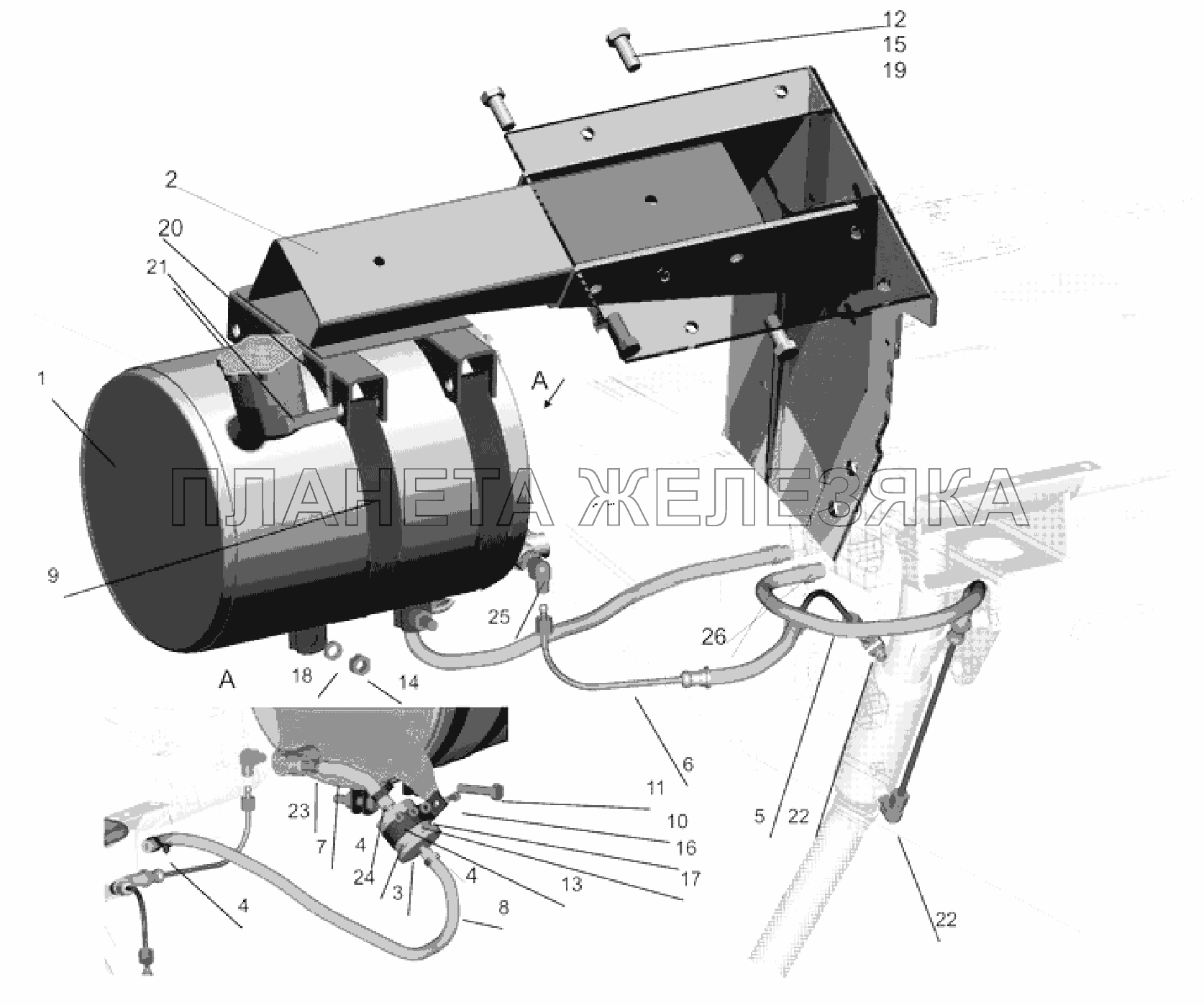 Установка топливопроводов подогревателя 64229-1015004-01,5516-1015004 МАЗ-6303A3, 6303A5